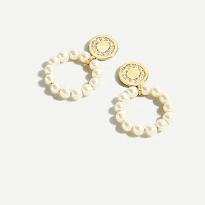 J.Crew Pearl Hoop Coin Earrings